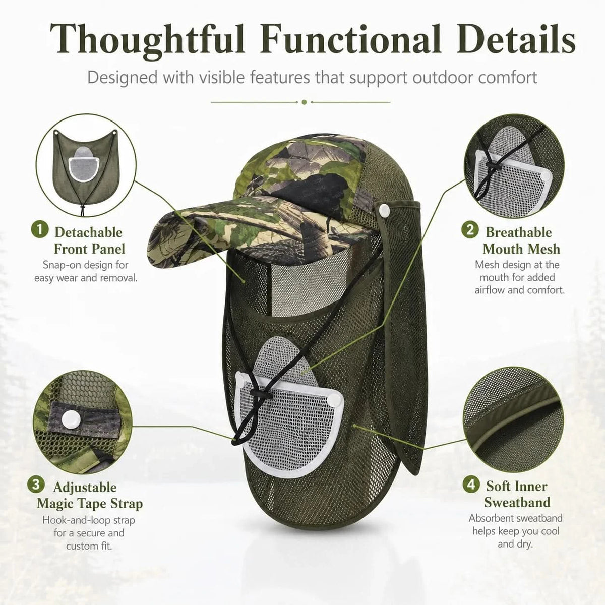 Outdoor Explorer - Breathable UV Protection Hat with Detachable Mask for Sun Protection 4