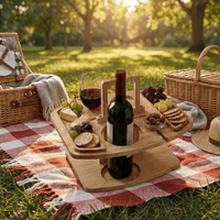 VINTAGE PICNIC – Wooden Picnic Table with Compartments for Wine and Outdoor Dining