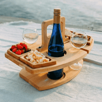 VINTAGE PICNIC – Wooden Picnic Table with Compartments for Wine and Outdoor Dining