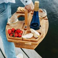 VINTAGE PICNIC – Wooden Picnic Table with Compartments for Wine and Outdoor Dining
