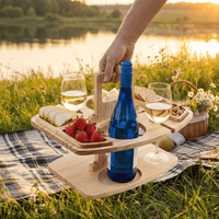 VINTAGE PICNIC – Wooden Picnic Table with Compartments for Wine and Outdoor Dining