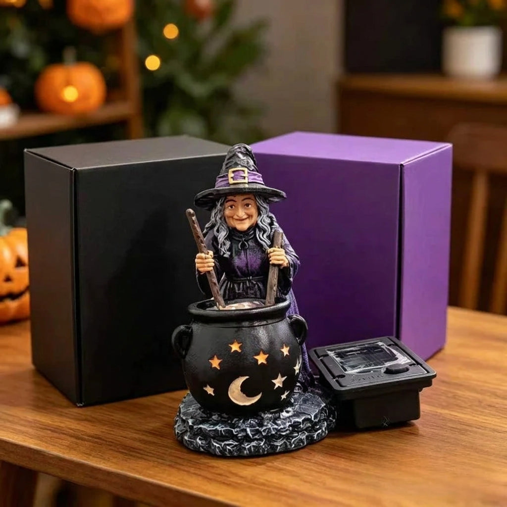 BREWFLARE – Halloween Witch Cauldron Solar Light for Eerie Seasonal Lighting