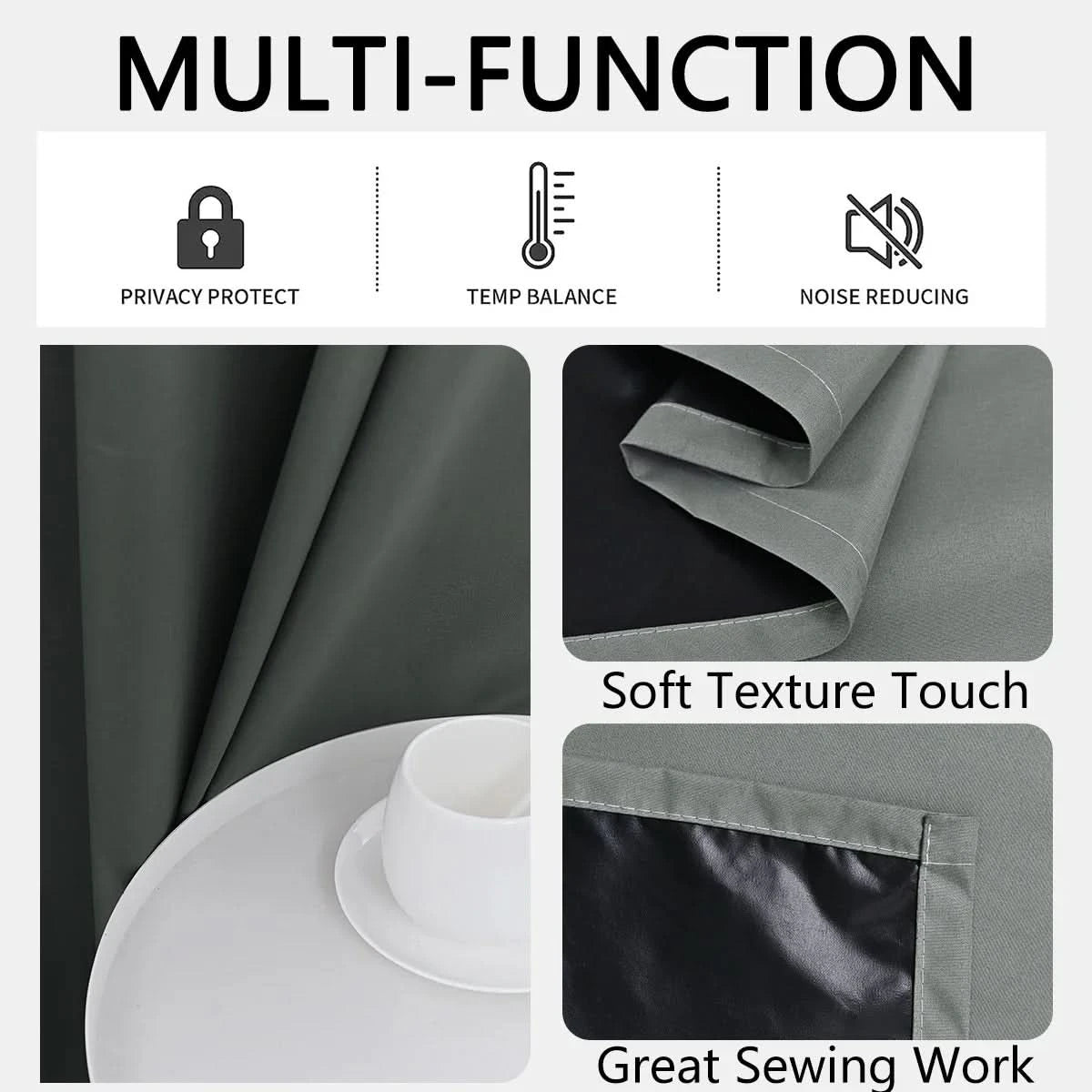 DARKLUX - Modern 100% blackout curtains with thermal coated lining for privacy and comfort