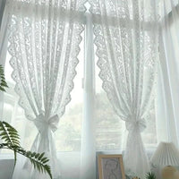 CHÂTELACE - French country lace curtain with elegant beaded phoenix tail detail