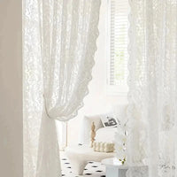 CHÂTELACE - French country lace curtain with elegant beaded phoenix tail detail