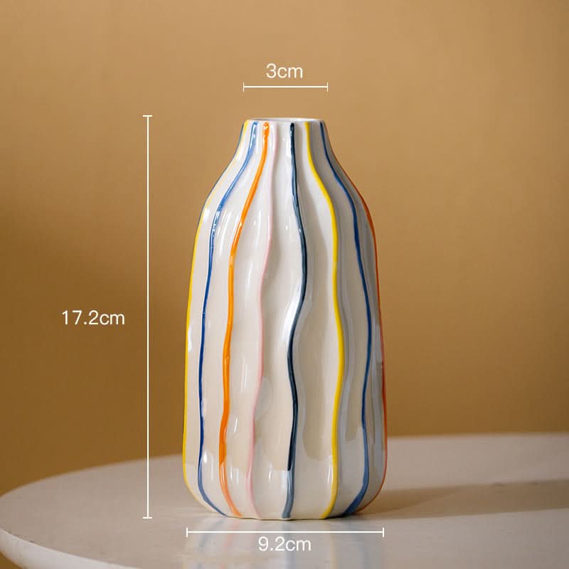VASEROVA – Vaso a righe dipinto a mano per un arredamento raffinato
