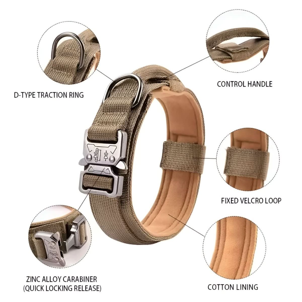 FLEXK9 – Collar táctico para perros – Collar de control acolchado ajustable  