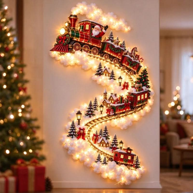 NOELRAILIX – LED-Wandleuchte mit Weihnachtszug für zauberhafte Festtagsdekoration