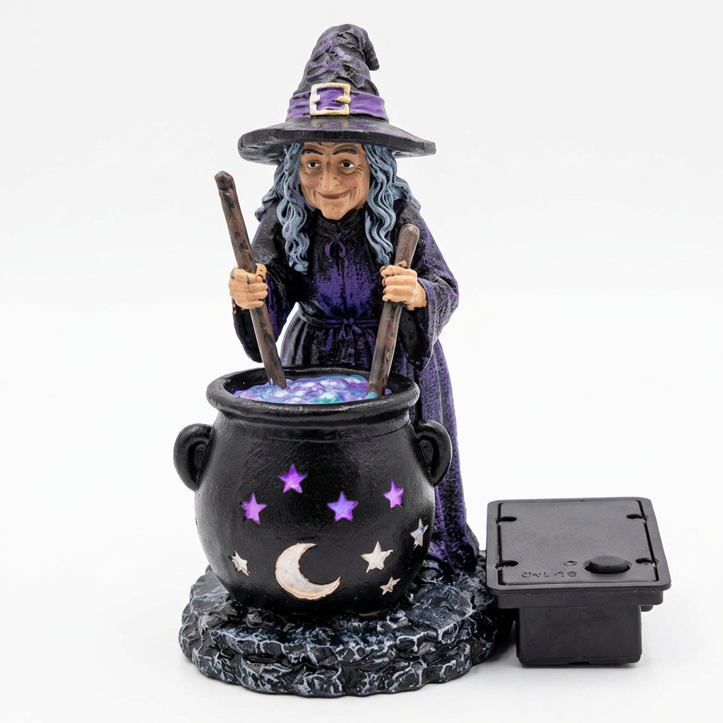 BREWFLARE – Halloween Witch Cauldron Solar Light for Eerie Seasonal Lighting