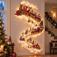 NOELRAILIX – LED-Wandleuchte mit Weihnachtszug für zauberhafte Festtagsdekoration