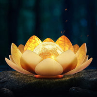 AURAPETAL - Solar lotus lamp with soft amber glow for elegant outdoor garden and patio ambiance