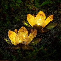 AURAPETAL - Solar lotus lamp with soft amber glow for elegant outdoor garden and patio ambiance