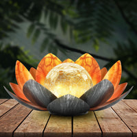 AURAPETAL - Solar lotus lamp with soft amber glow for elegant outdoor garden and patio ambiance