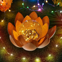 AURAPETAL - Solar lotus lamp with soft amber glow for elegant outdoor garden and patio ambiance