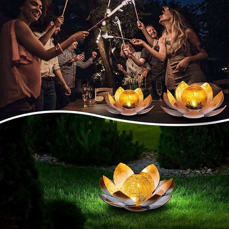 AURAPETAL - Solar lotus lamp with soft amber glow for elegant outdoor garden and patio ambiance