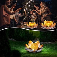 AURAPETAL - Solar lotus lamp with soft amber glow for elegant outdoor garden and patio ambiance
