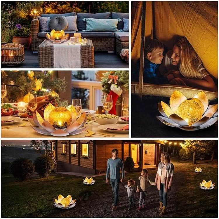 AURAPETAL - Solar lotus lamp with soft amber glow for elegant outdoor garden and patio ambiance
