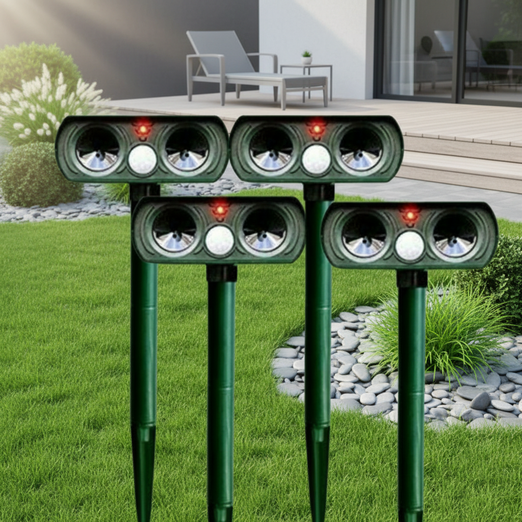 Solar Ultrasonic Animal Repeller - Motion Detection, Solar Powered, Weather Resistant Garden Protection 0