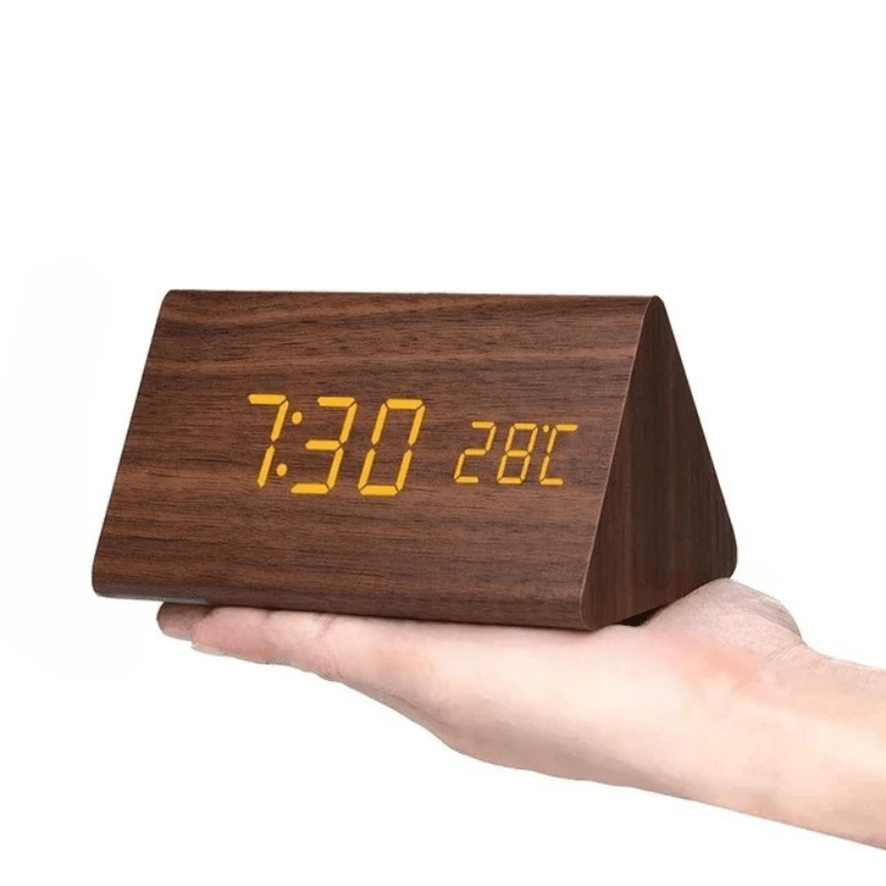 LUMIBARK – LED Alarm Clock – Natural wood digital desk clock