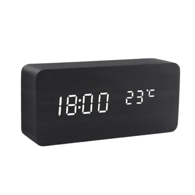 LUMIBARK – LED Alarm Clock – Natural wood digital desk clock