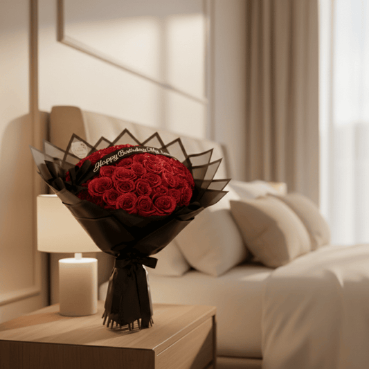 ROMANROSE - Eternal preserved rose in acrylic case for elegant romantic home décor and gifting