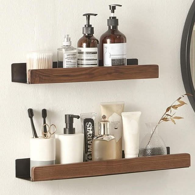 WOODSHELF – Bathroom Wall Shelf – Wood Finish Storage Rack