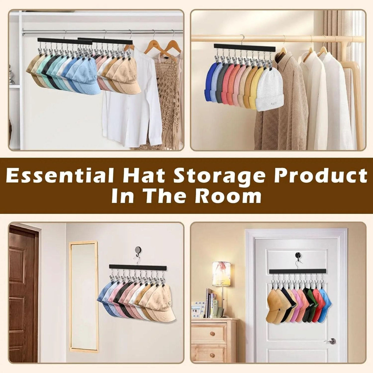 HATCLIP – Organisateur de chapeaux à 12 pinces pour accéder facilement à votre collection