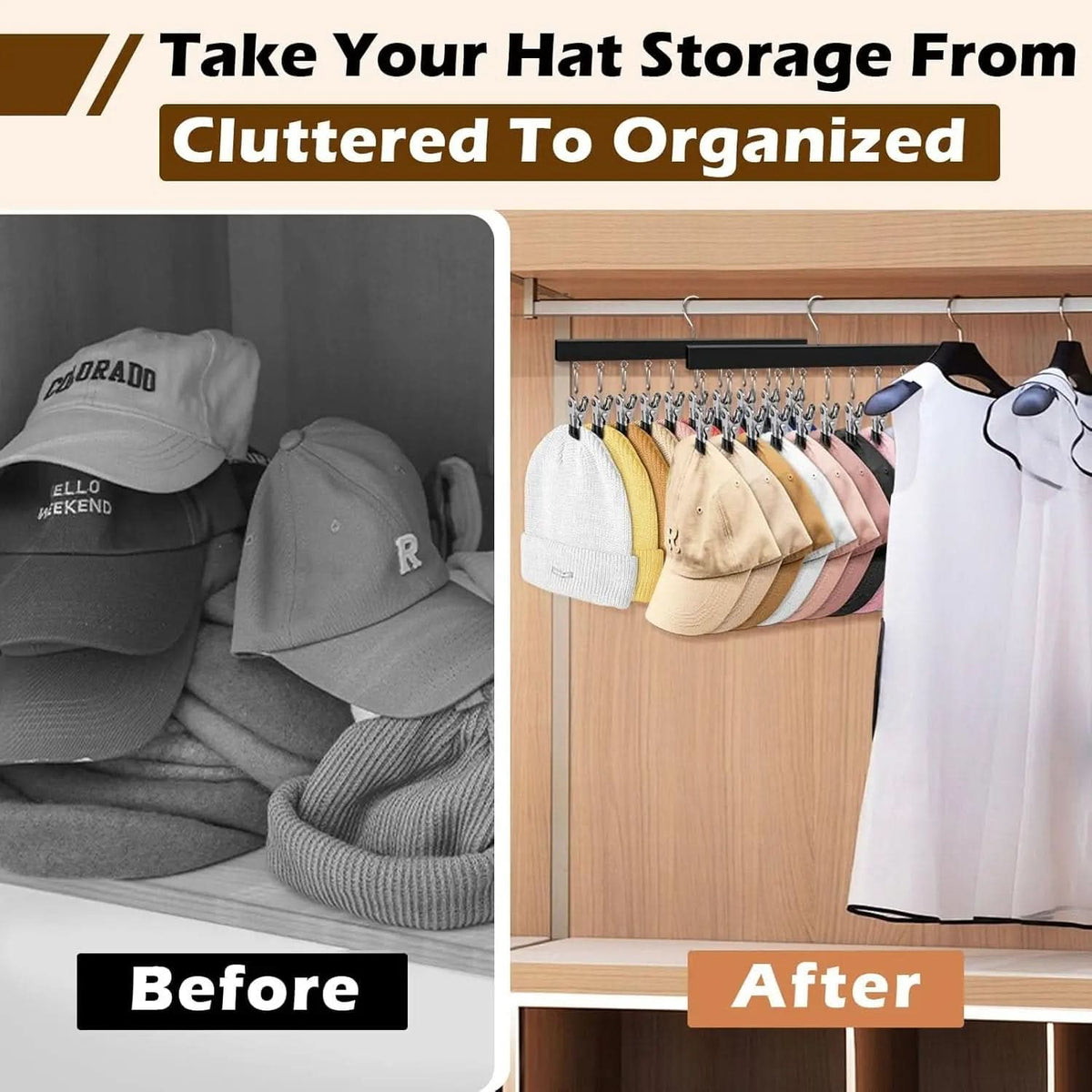 HATCLIP – Organisateur de chapeaux à 12 pinces pour accéder facilement à votre collection