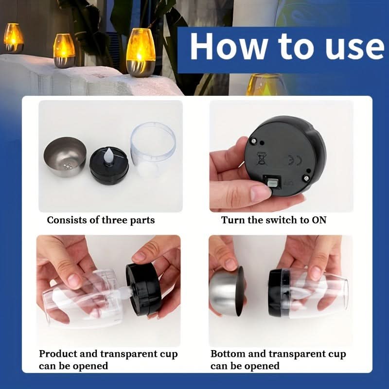 SOLCANDLE – Lanterna Recarregável com Luz Tremeluzente para Decoração de Pátios e Restaurantes