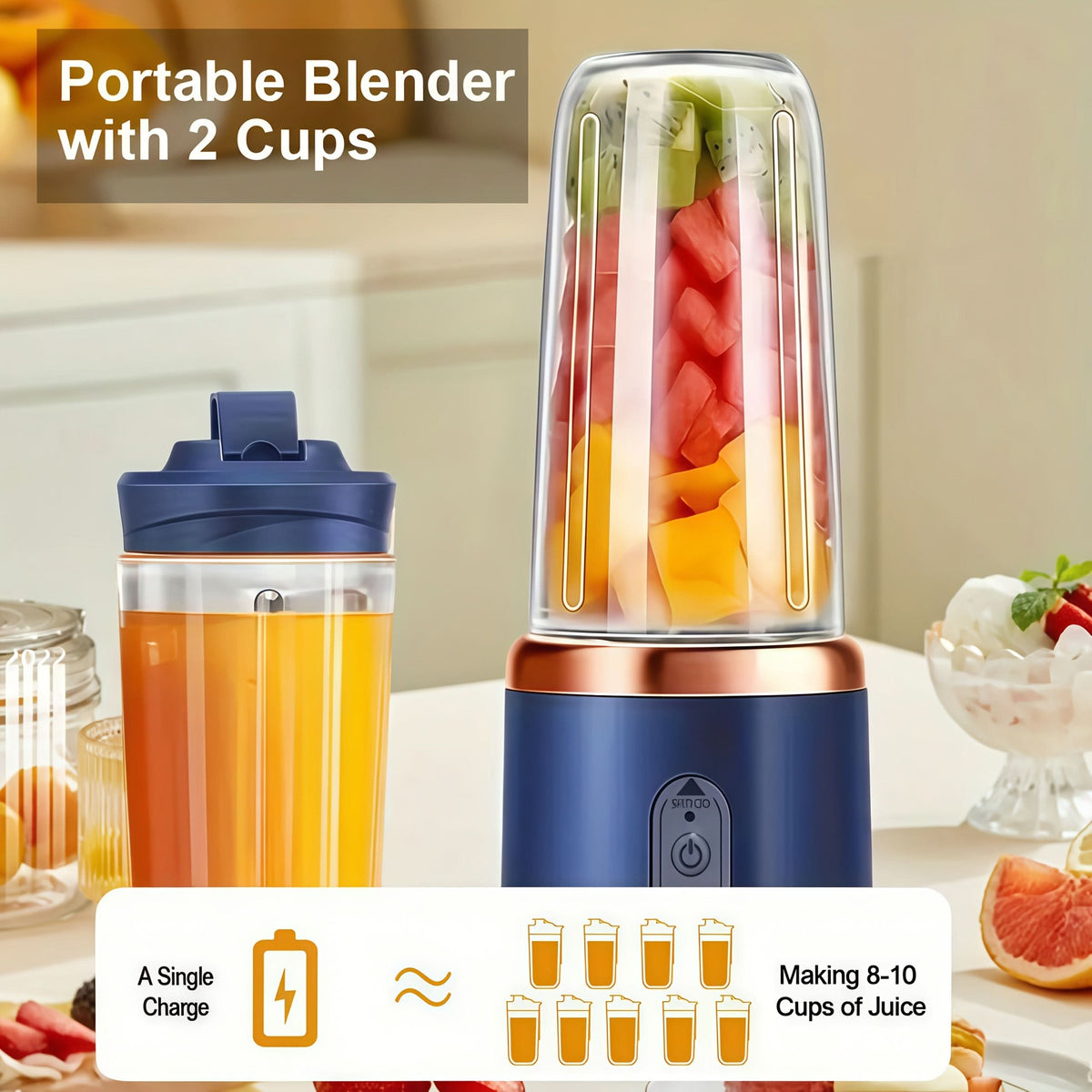 FRUITWAVE – USB Genopladelig Juicekop til Udendørs og Kontorbrug