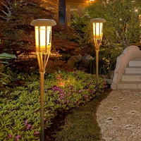 TIKIGLOW - Lumières LED en bambou solaire imitant la flamme pour une ambiance chaleureuse en extérieur et décoration de jardin