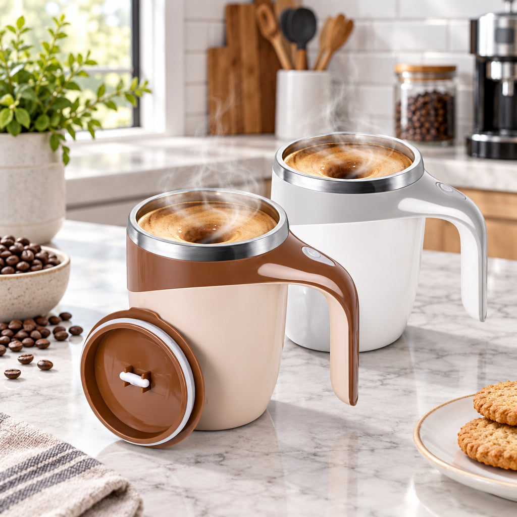 SWIRLARIA – Magnetic Self-Stirring Mug for Consistent Blending