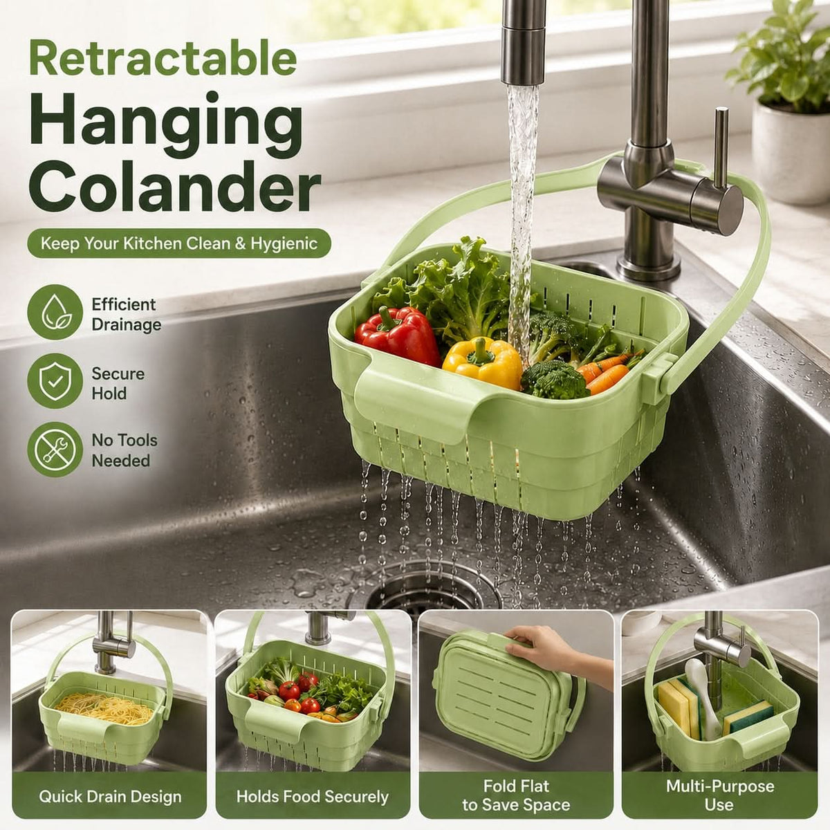 DRAINHOOK – Passoire de rangement suspendue rétractable pour une organisation pratique