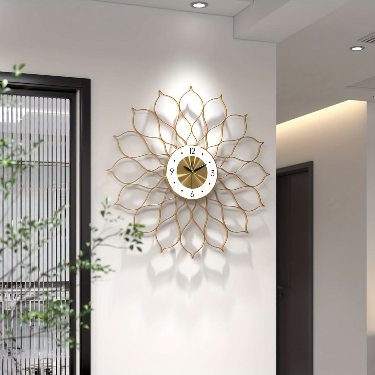 PRESTIGELIVA – Reloj de pared dorado elegante para interiores modernos