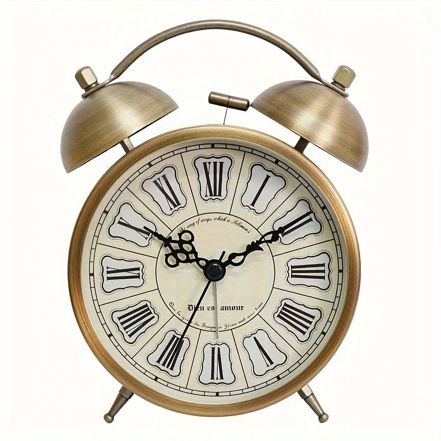 TIMEBELL - Scandinavian vintage luminous twin bell alarm clock with classic metal design