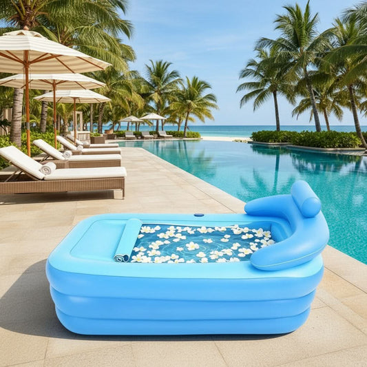 BLUESPA – Baignoire pliable en PVC avec dossier confortable