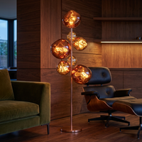 Copper lamp in a cozy living room