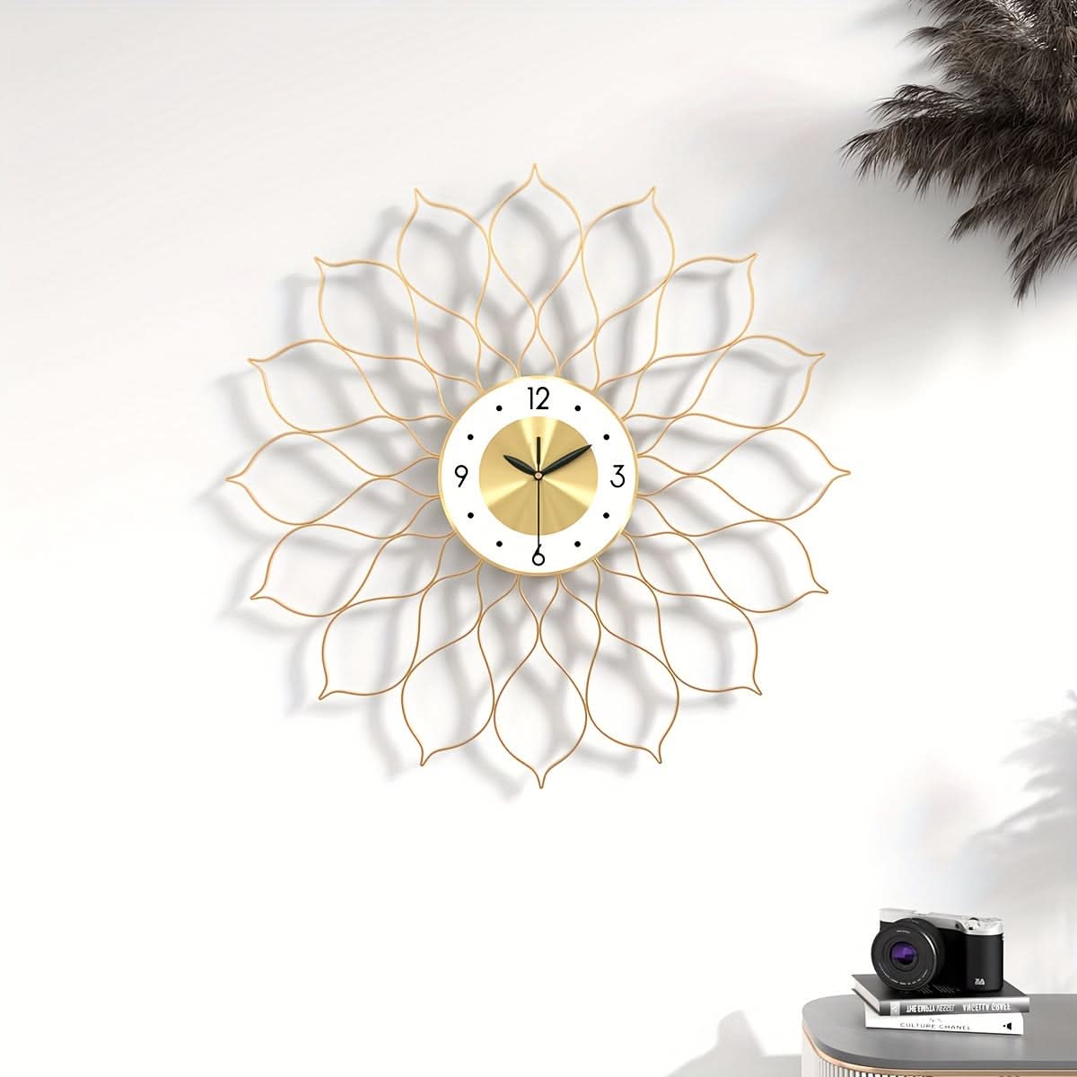 PRESTIGELIVA – Reloj de pared dorado elegante para interiores modernos