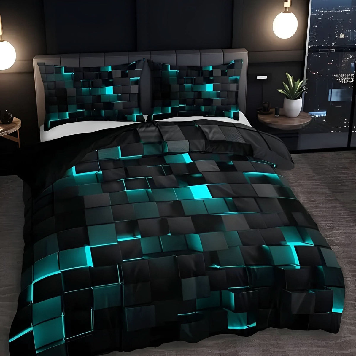 DUVETRIXA – Juego de ropa de cama contemporáneo con elegante diseño de cuadros