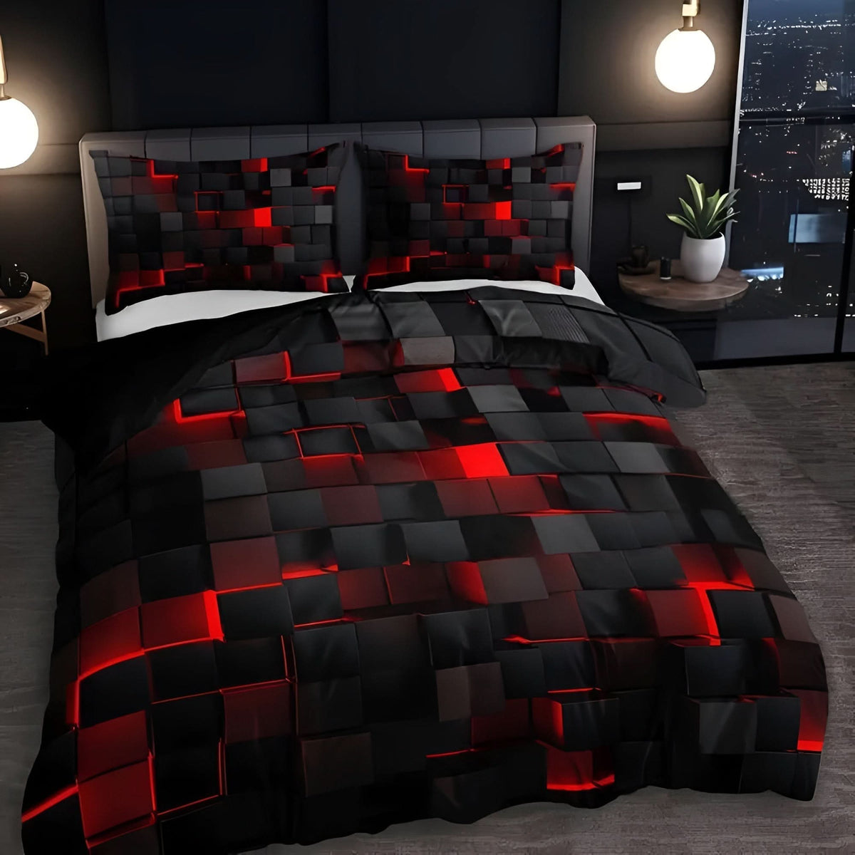 DUVETRIXA – Juego de ropa de cama contemporáneo con elegante diseño de cuadros