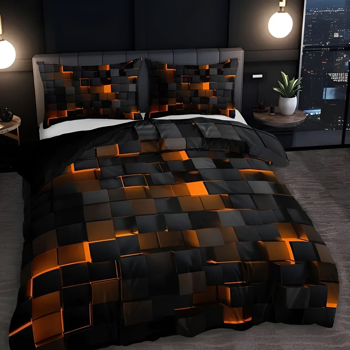 DUVETRIXA – Juego de ropa de cama contemporáneo con elegante diseño de cuadros