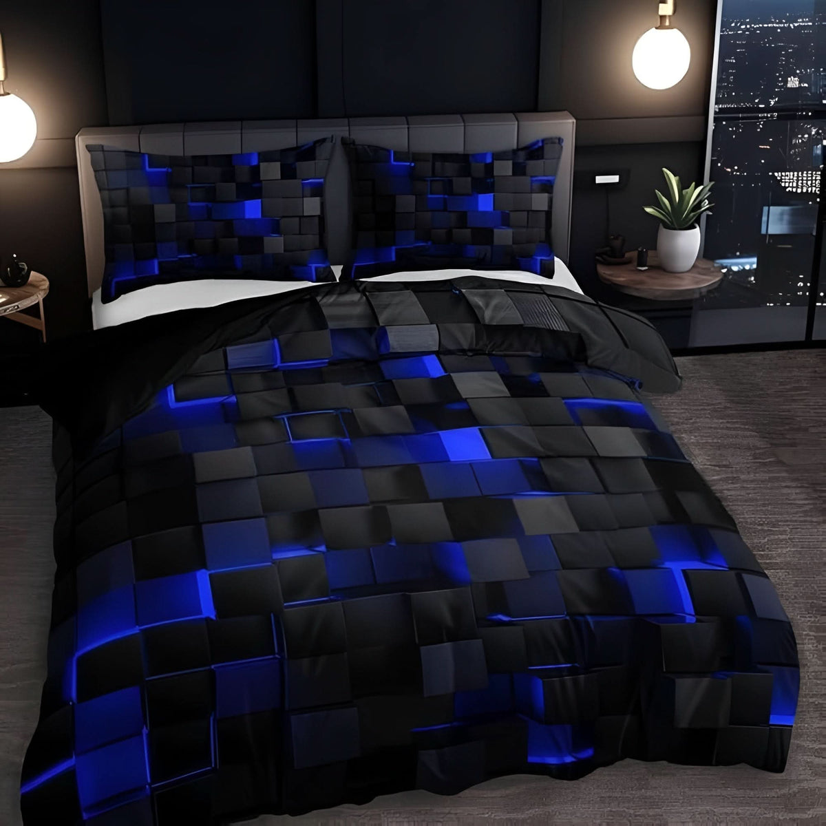 DUVETRIXA – Juego de ropa de cama contemporáneo con elegante diseño de cuadros