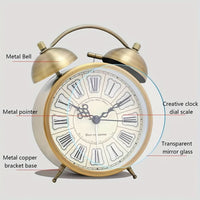 TIMEBELL - Scandinavian vintage luminous twin bell alarm clock with classic metal design