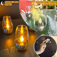 SOLCANDLE – Lanterna Recarregável com Luz Tremeluzente para Decoração de Pátios e Restaurantes
