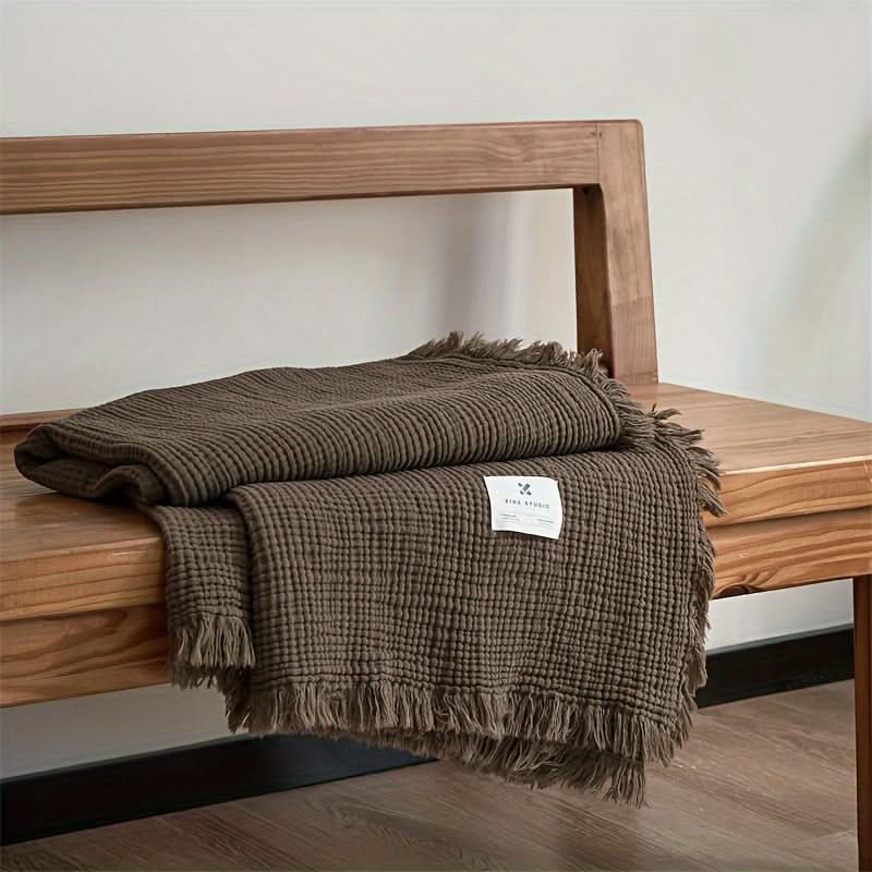 FRINGELIVA – Elegant Fringe Blanket for Stylish Home Relaxation