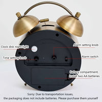 TIMEBELL - Scandinavian vintage luminous twin bell alarm clock with classic metal design
