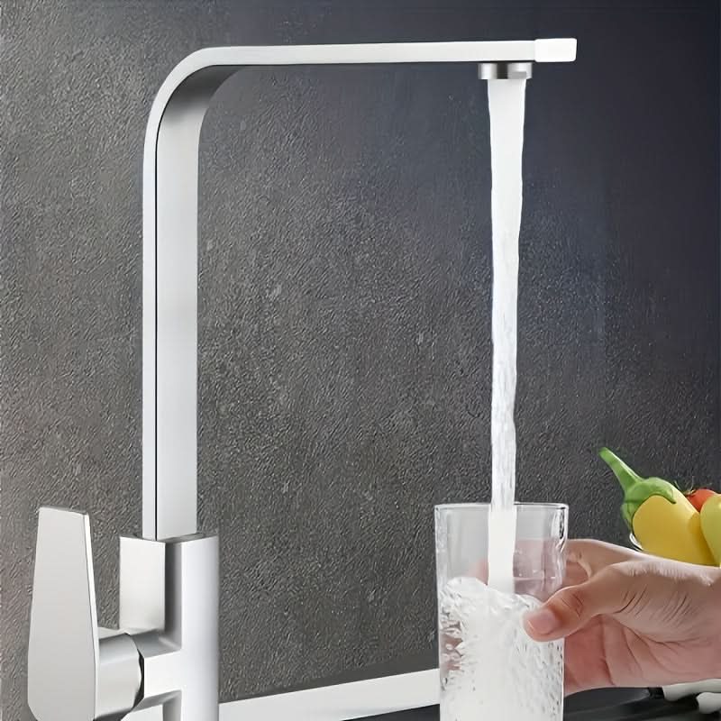 SQUAREFLOW – Robinet de cuisine rotatif avec eau chaude et froide