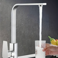 SQUAREFLOW – Robinet de cuisine rotatif avec eau chaude et froide
