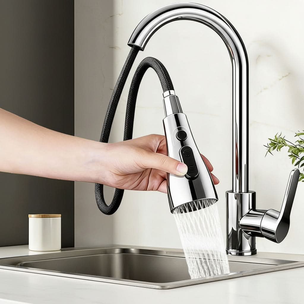 SWIVELIX – Robinet d'évier extractible avec réglages de pulvérisation flexibles