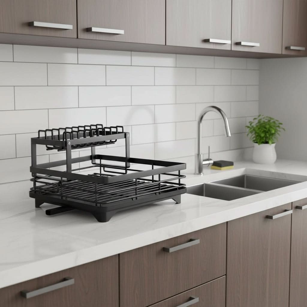 DISHCOVE – Foldable Dish Drying Rack for Convenient Kitchen Storage